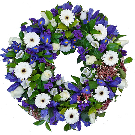 Sympathy White and Blue Wreath