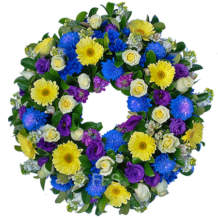 Bright Blue & Yellow Wreath