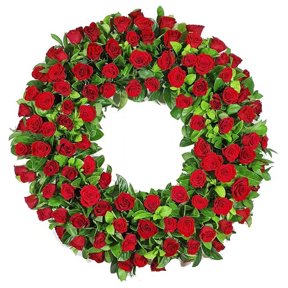 100 Red Rose Wreath The Funeral Flower Shop