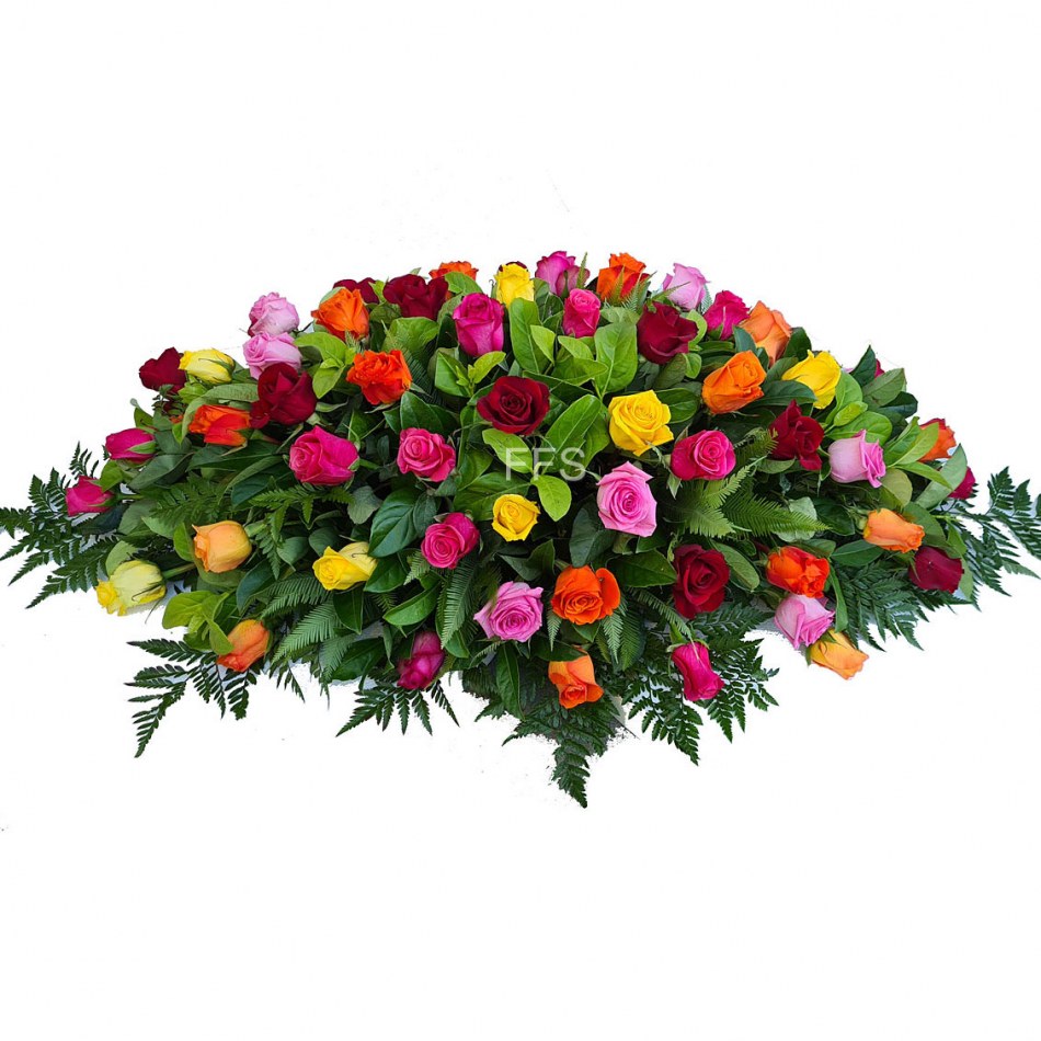 Rainbow Roses Casket The Funeral Flower Shop