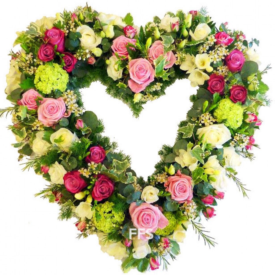 All The Bright Colors Heart Shaped Tribute Wreath