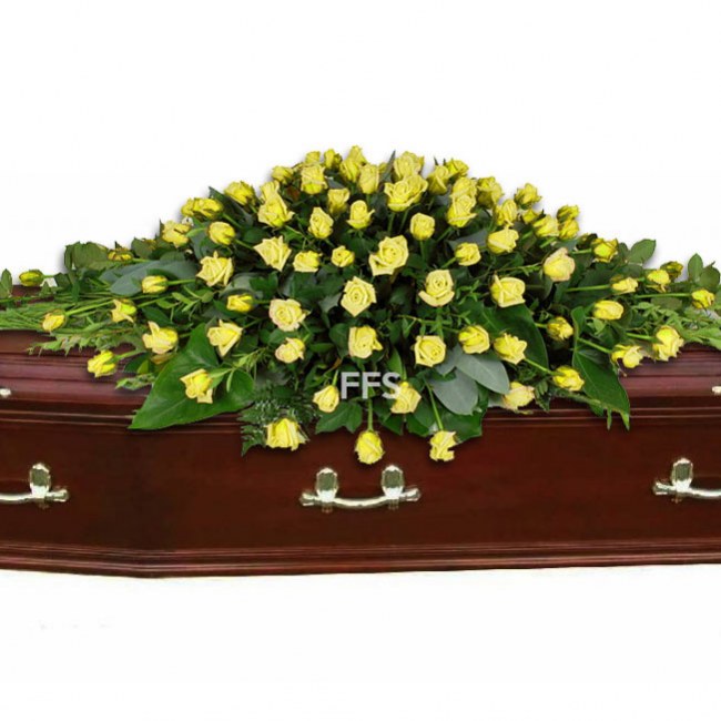 Yellow Roses Casket Cover