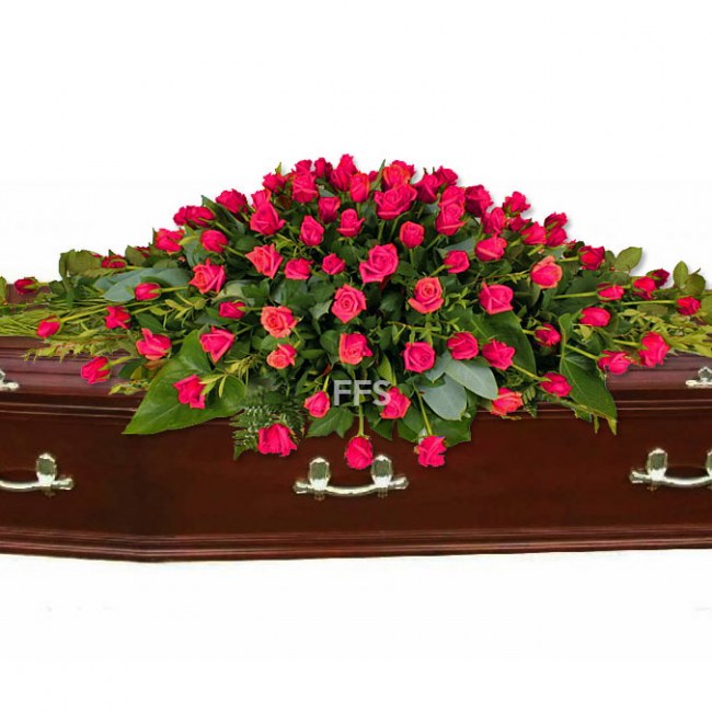 Hot Pink Roses Casket