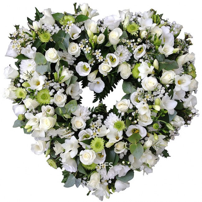 White Funeral Heart