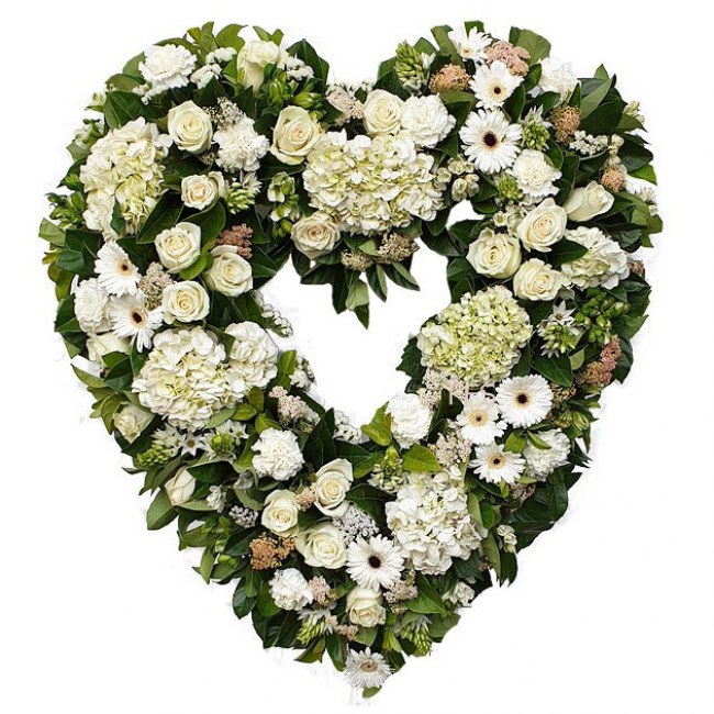 Seasonal Heart Wreath in White
