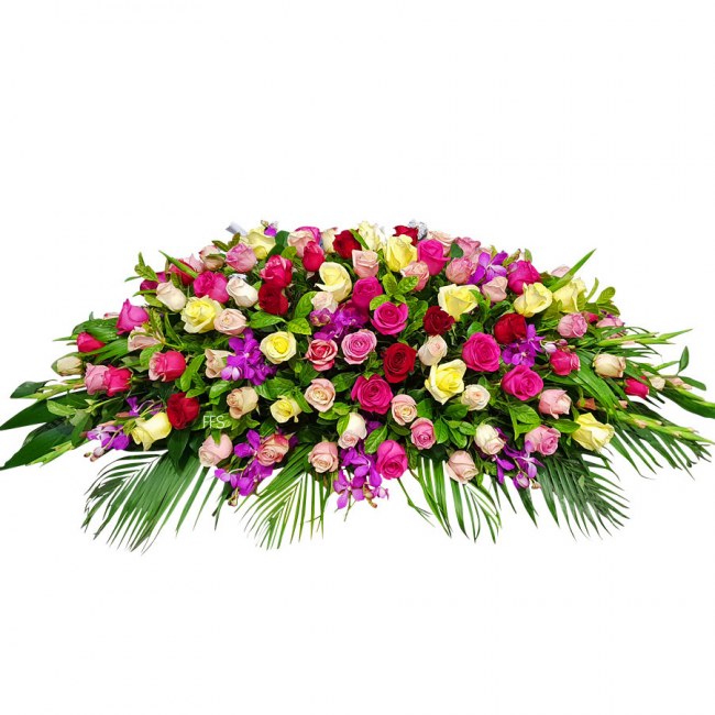 Assorted Mixed Colour Casket of Flowers