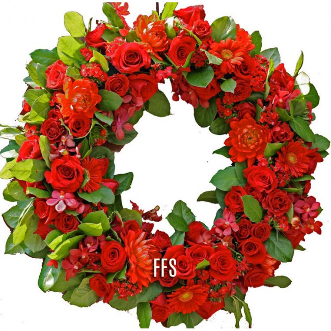 Vibrant Orange & Red Tribute Wreath