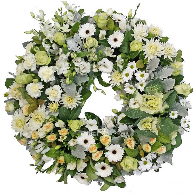 Sympathy Wreath in Whites