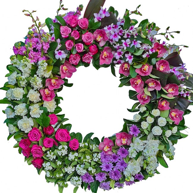 Large Floral Wreath in Pink Hues