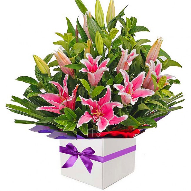 Pink Oriental Lilies Arrangement