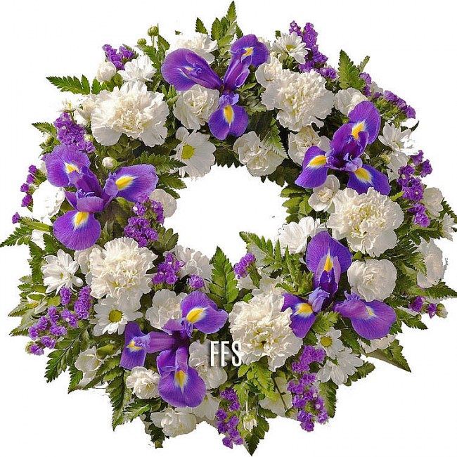 Blue and White Floral Wreath