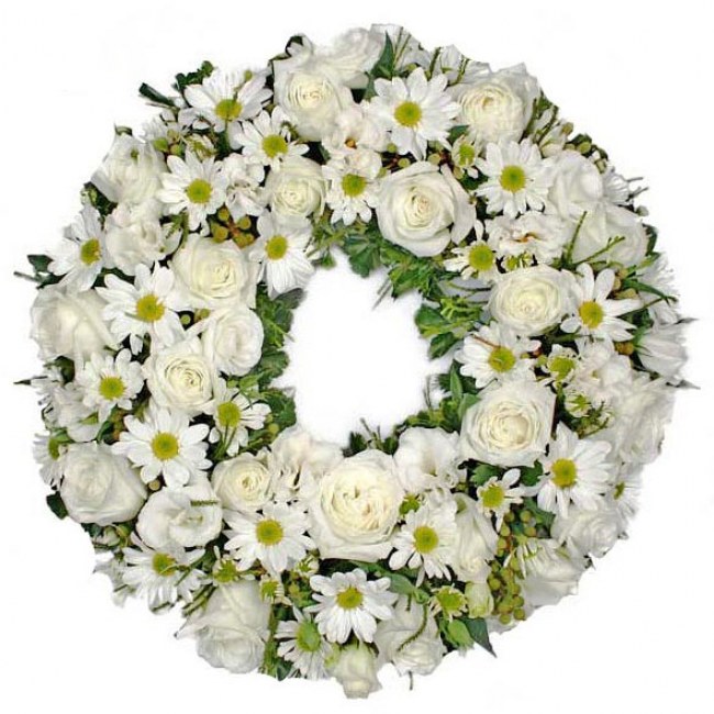 White Roses Tribute Wreath