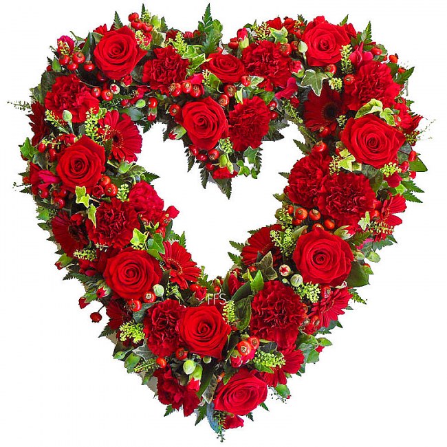 Red Tribute Heart Wreath