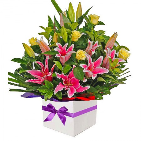 Yellow Roses With Orientals