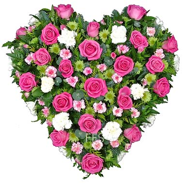 Sympathy Heart in Pink Roses