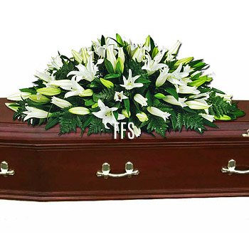 White Oriental Lilies Casket Cover White Oriental Lilies Casket Cover