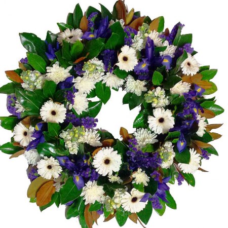 Magnolia Wreath in Blue and White