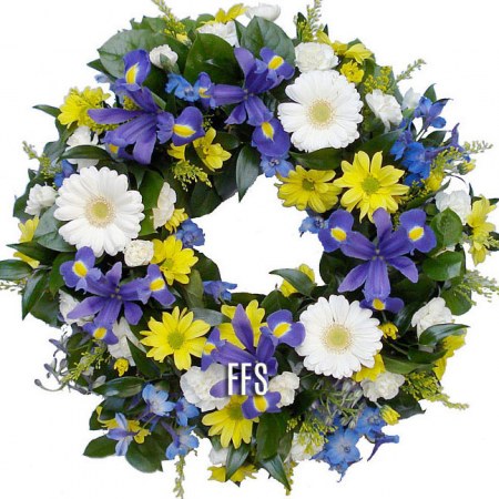 Vibrant Blue and Yellow Toned Wreath