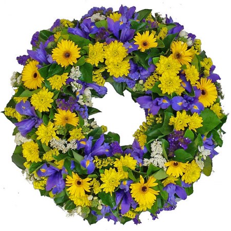 Bright Yellow and Blue Wreath